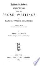 Selections from the Prose Writings of Samuel Taylor Coleridge