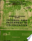 Seminario nacional sobre criterios para programas de colonización
