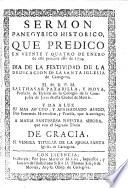 Sermon on [Eccl. i. 5] panegyrico historico que predicó en veynte y quatro de Enero ... 1734, dia de la Festividad de la Dedicacion de la Santa Iglesia de Cartagena, ... B. Paxarilla y Moya, etc