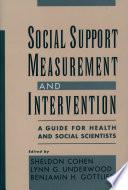 Libro Social Support Measurement and Intervention