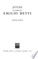 Studi in onore di Emilio Betti