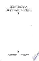 Studia hispanica in honorem R. Lapesa