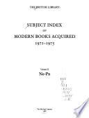 Subject Index of Modern Books Acquired