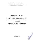 Sugerencias del empresariado nacional para un programa de gobierno