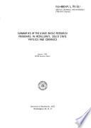 Summaries of the UDAEC Basic Research Programs in Metallurgy, Solid State Physics and Ceramics