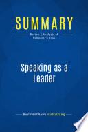 Summary: Speaking as a Leader
