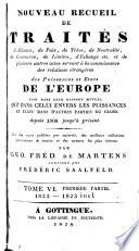 Supplément au Recueil de principaux traités d'alliance, de paix, de trêve ...