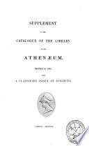 Supplement to the catalogue of the Library of the Athenaeum printed in 1845