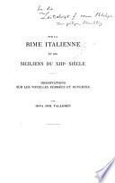 Sur la rime italienne et les Siciliens du XIIIe siècle