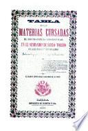 Tabla de las materias cursadas el decimo tercio ãno escolar en el Seminario de Santo Toribio por la que seran examinados sus alumnos en las dias 25 y siguientes de Diciembre, etc
