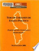 Tercer Certamen de Ensayo Político Participación ciudadana y democracia.