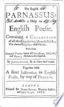 The English Parnassus: Or a Help to English Poesie