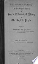 The Old English Version of Bede's Ecclesiastical History of the English People