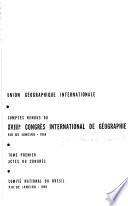 Union géographique internationale.t. 2. Travaux des sections I, II, et III