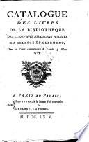 Veilingcatalogus, boeken Jezuïeten (Collége de Clermont), 19 maart 1764