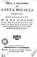 Vida y milagros de Santa Rosalia Virgen