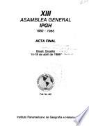 XIII Asamblea General IPGH 1982-1985