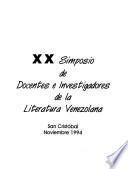 XX simposio de docentes e investigadores de la literatura venezolana