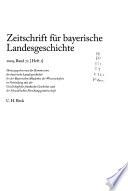 Zeitschrift für bayerische Landesgeschichte
