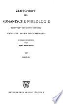 Zeitschrift Für Romanische Philologie