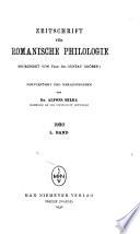 Zeitschrift Für Romanische Philologie