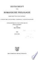 Zeitschrift Für Romanische Philologie