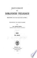 Zeitschrift Für Romanische Philologie